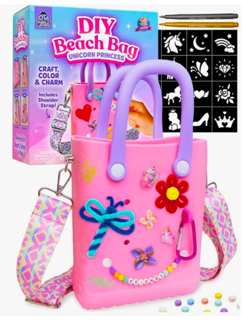 PURPLE LADYBUG Personalized Your Own Beach Bag.